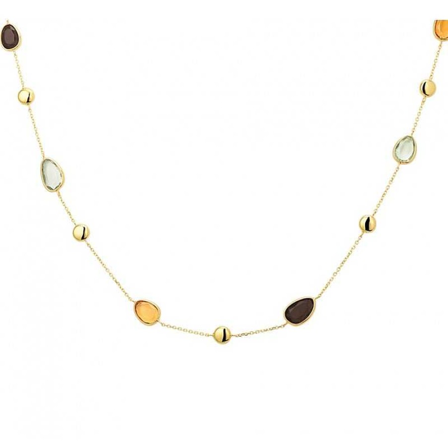 Kettingen Mostert Huiscollectie | Prachtige Edelsteen Ketting In Het Goud 42-48 Cm