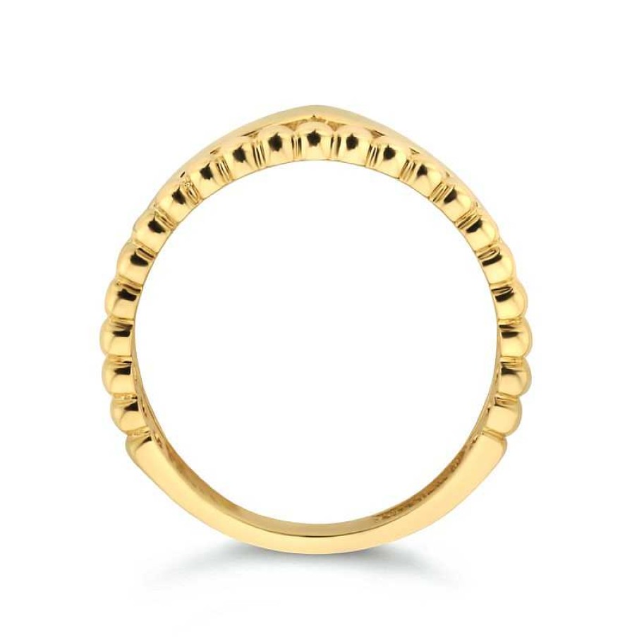 Ringen Mostert Huiscollectie | Gouden Ring Met Bolletjes En V-Vorm