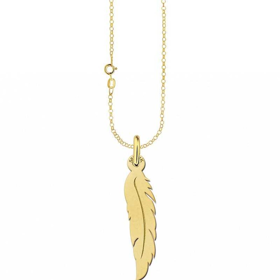 Kettingen Mostert Huiscollectie | Gouden Ketting Met Veer