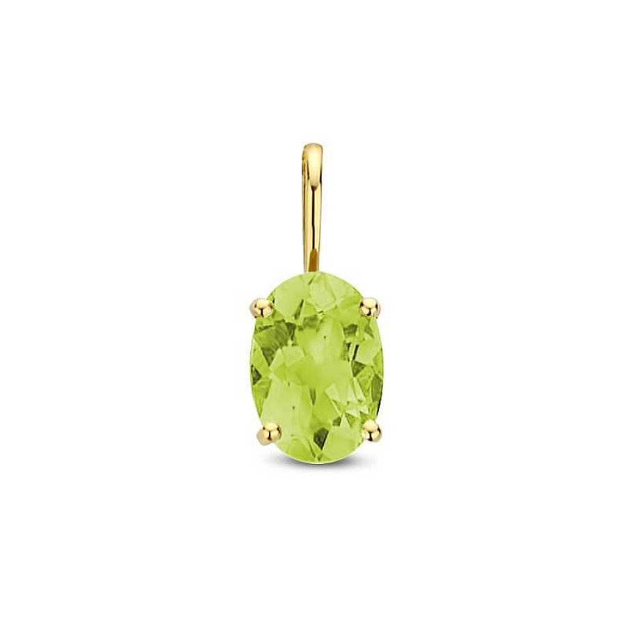 Hangers Mostert Huiscollectie | Gouden Edelsteen Hanger Met Peridot 0.79 Crt