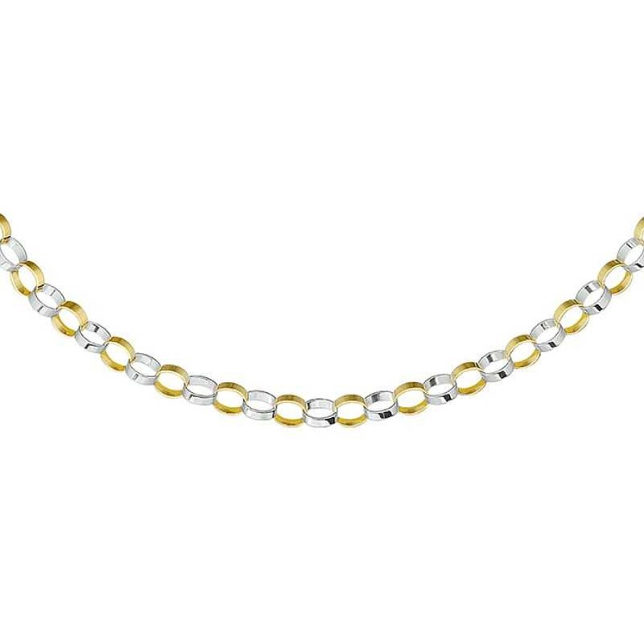 Kettingen Mostert Huiscollectie | Bicolor Jasseron Ketting Goud Witgoud 43 Cm 4.7 Mm Ovaal