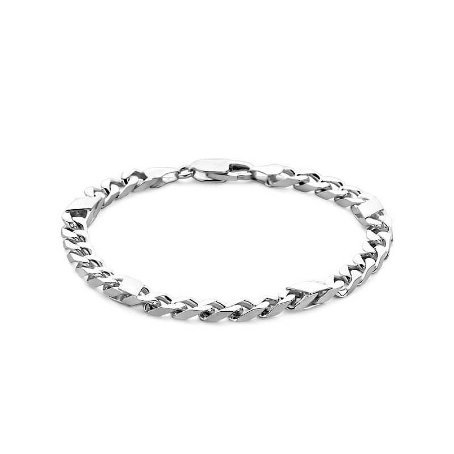 Armbanden Mostert Huiscollectie | Zilveren Heren Schakelarmband Met Gourmetschakel En Tussenstukjes 5.8 Mm - Lengte 21 Cm