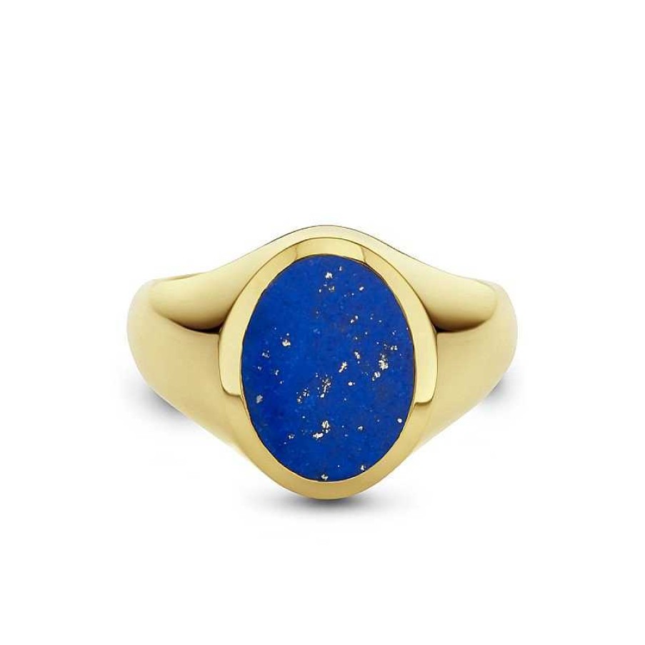 Ringen Mostert Huiscollectie | 14-Karaat Gouden Zegelring Massief Met Lapis Lagensteen 1.87 Crt