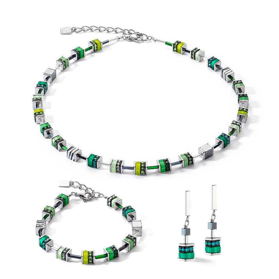 Kettingen Coeur de Lion | Coeur De Lion Ketting Sparkling Classic Update 4509/10-0500 Zilverkleurig Met Groen