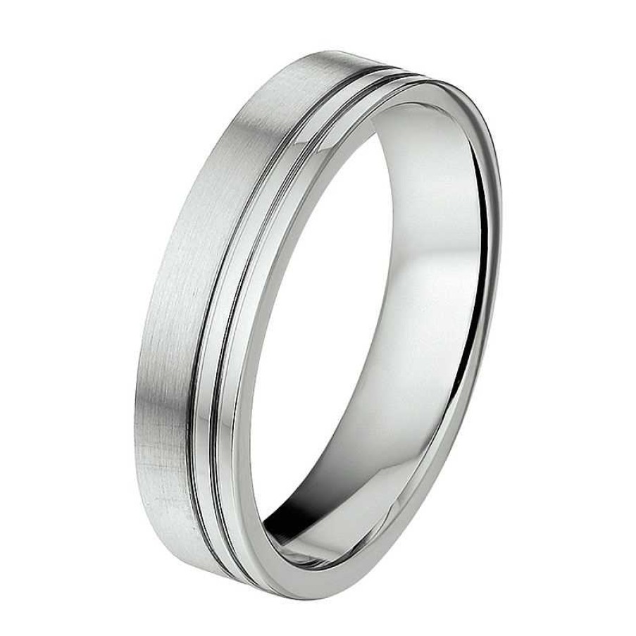 Ringen Mostert Huiscollectie | Stalen Vriendschapsring Met Stroken 5.5 Mm