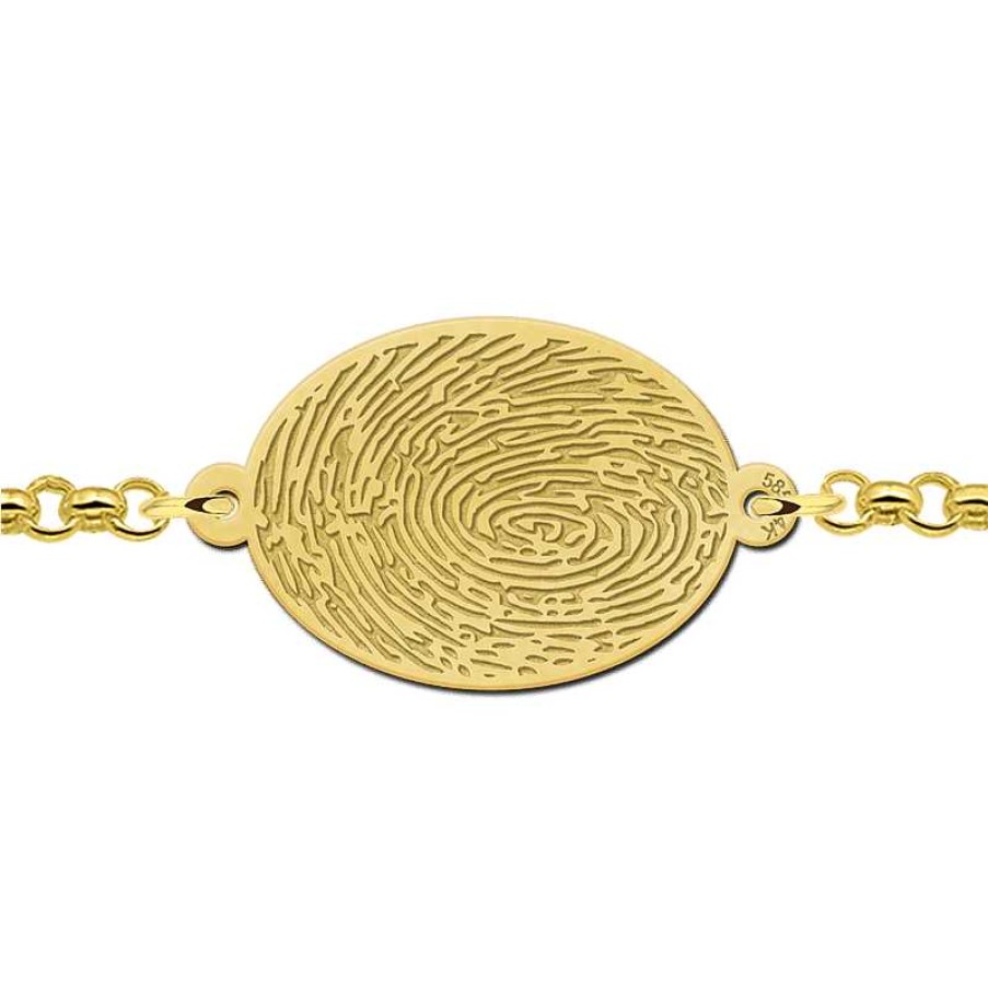 Armbanden Names4ever | Gouden Armband Met Vingerafdruk Ovaal Names4Ever