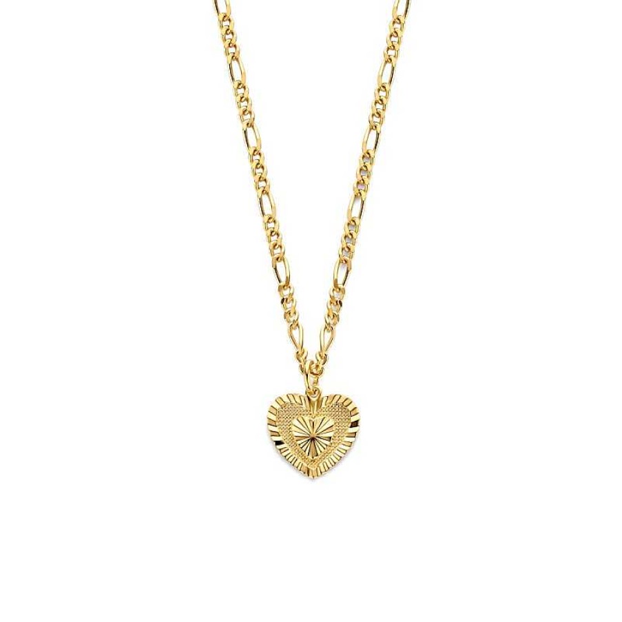 Kettingen Mostert Huiscollectie | Gold Plated Ketting Met Gediamanteerd Hartje - Lengte 42 + 3 Cm