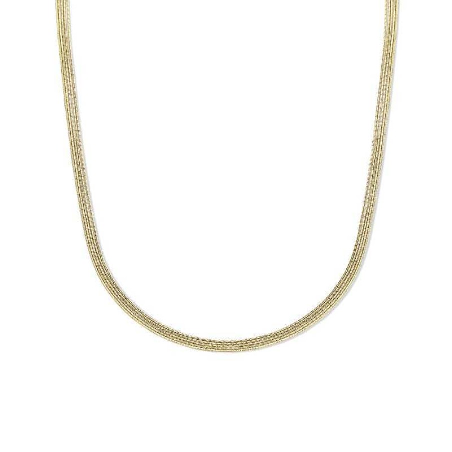 Kettingen Mostert Huiscollectie | Multi-Ketting Slang 5 X 0.9 Mm Gold Plated - Lengte 40 + 5 Cm