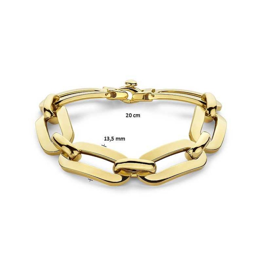 Armbanden Mostert Huiscollectie | Chunky 14-Karaat Gouden Armband Met Ankerschakel 13.5 Mm Breed - Lengte 20 Cm