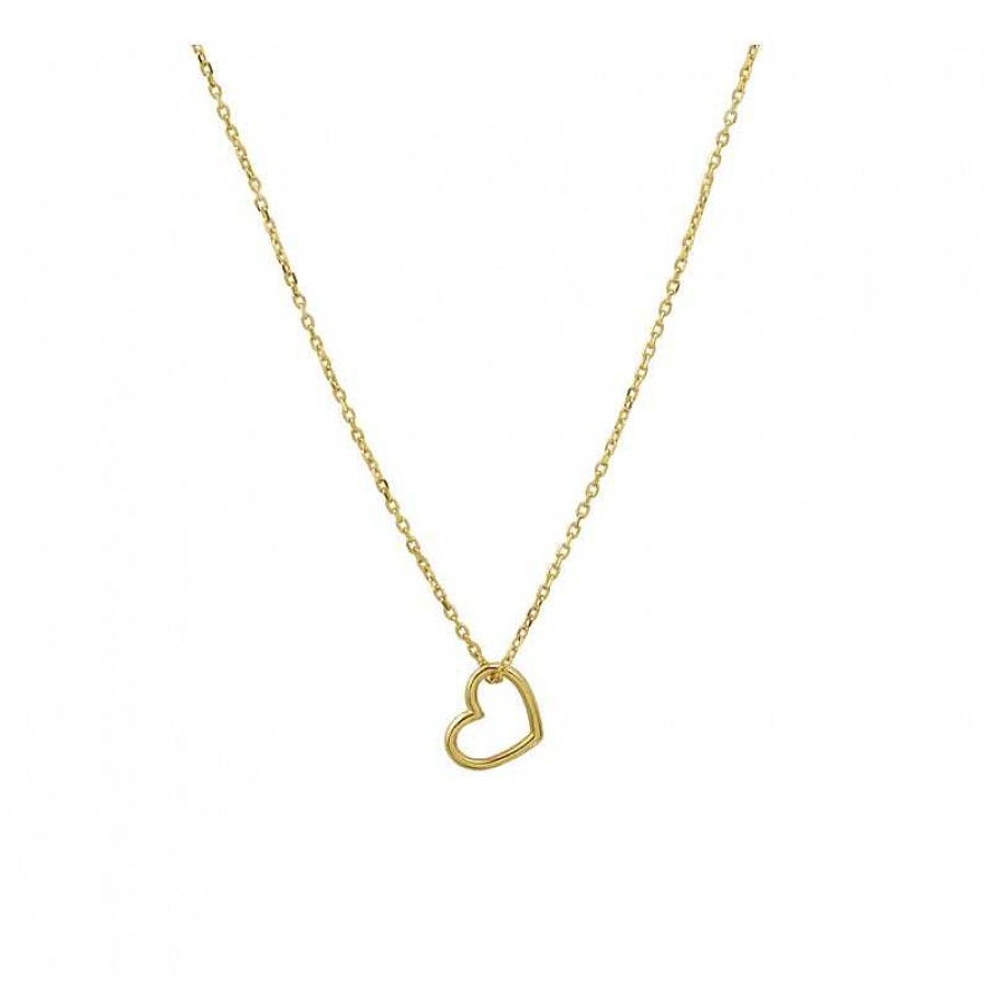 Kettingen Mostert Huiscollectie | 14 Krt Gouden Ketting Met Open Hartje 0.8 Mm - 40-42-44 Cm Verstelbaar