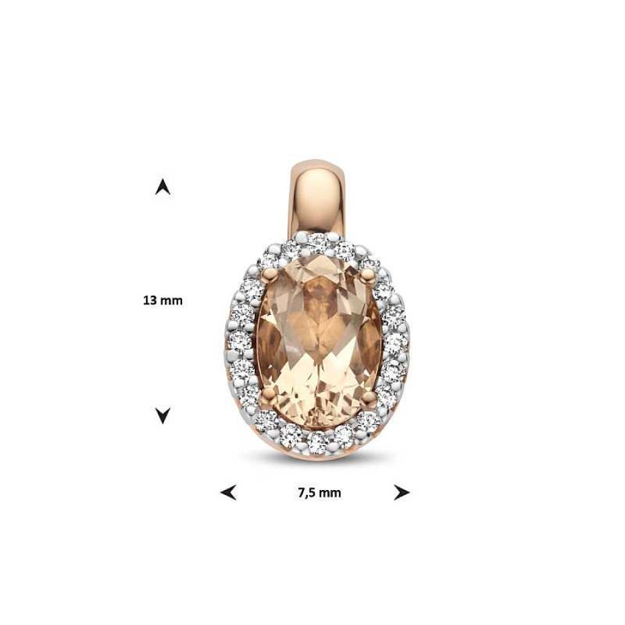 Hangers Mostert Huiscollectie | 14-Karaat Ros Gouden Hanger Met Morganiet 0.80 Crt Ovaal