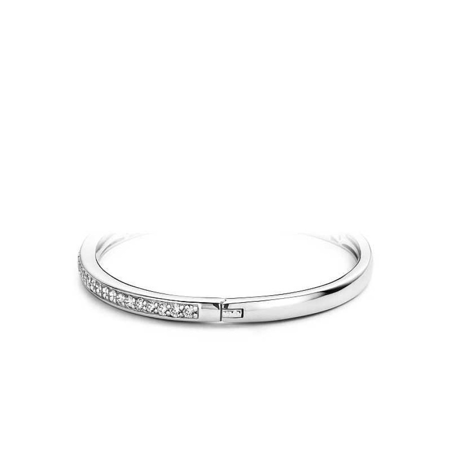 Armbanden Ti Sento Milano | Ti Sento Milano Zilveren Bangle Met Witte Zirkonia'S 2298Zi