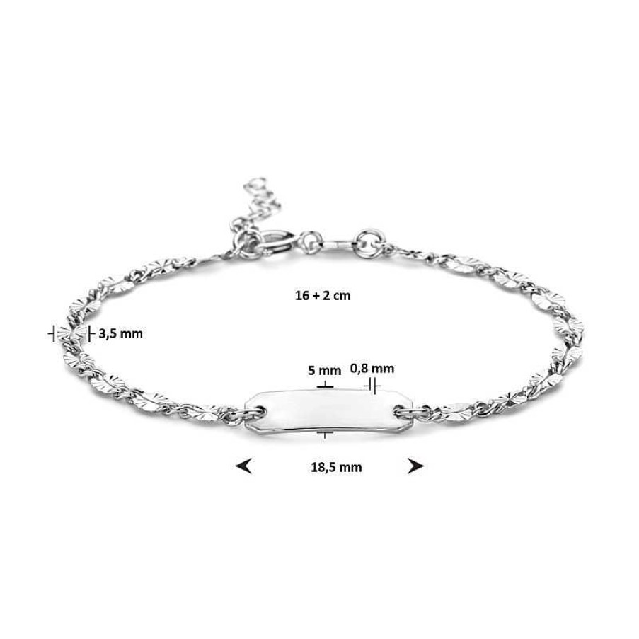 Armbanden Mostert Huiscollectie | Gediamanteerde Graveerarmband Zilver - Lengte 16 + 2 Cm