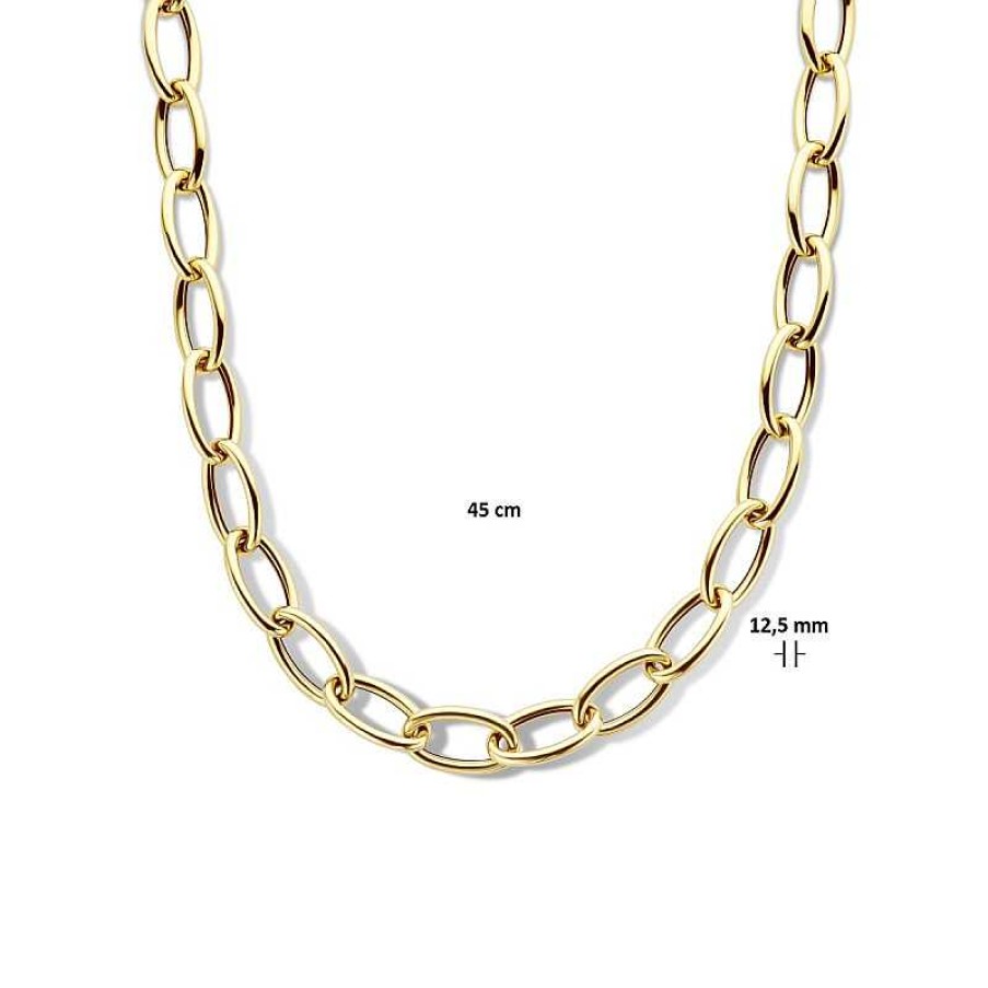 Kettingen Mostert Huiscollectie | Echt Gouden Paperclip Ketting Ronde Buis 12.5 Mm - Lengte 45 Cm