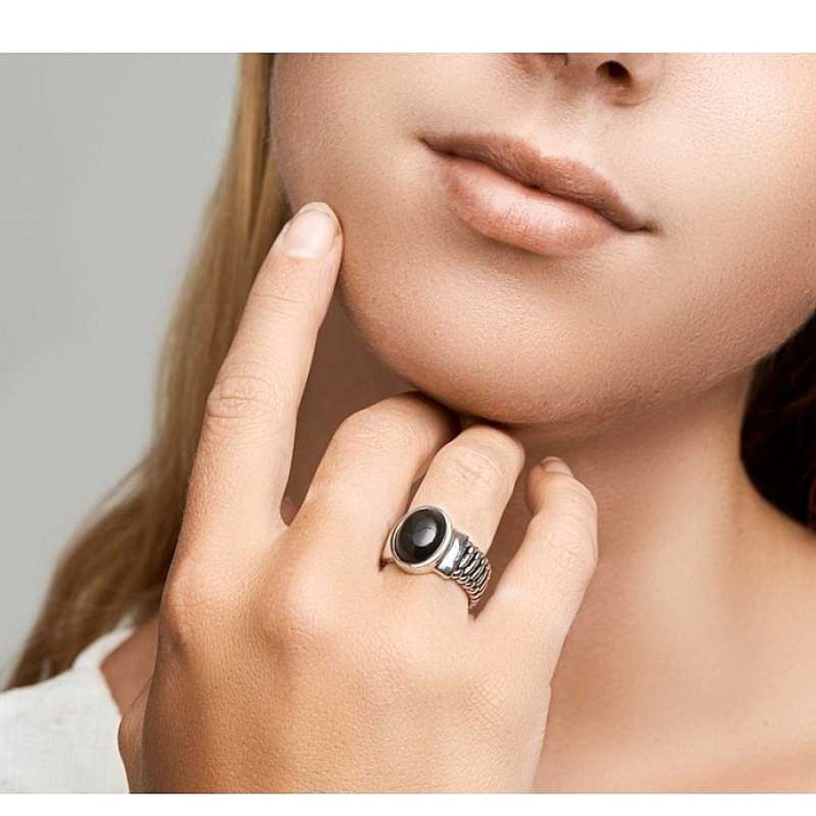 Ringen Mostert Huiscollectie | Geoxideerd Zilveren Edelsteen Ring Met Onyx