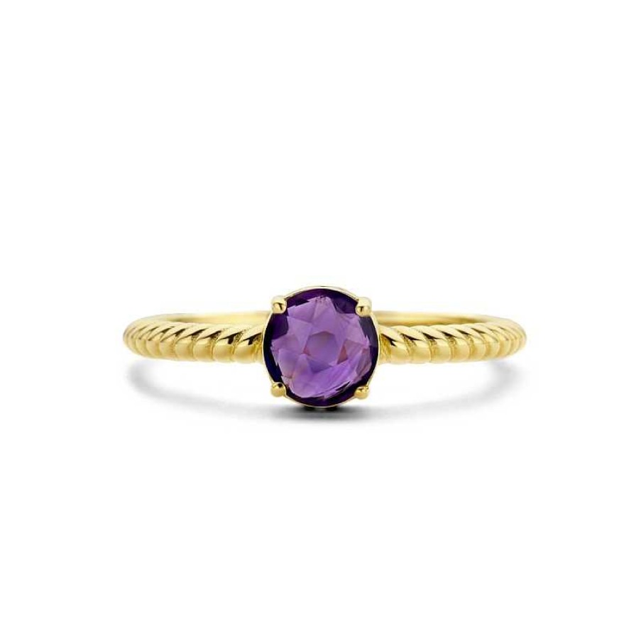 Ringen Mostert Huiscollectie | 14-Karaat Gouden Ring Gedraaid Met Amethist 0.81 Crt