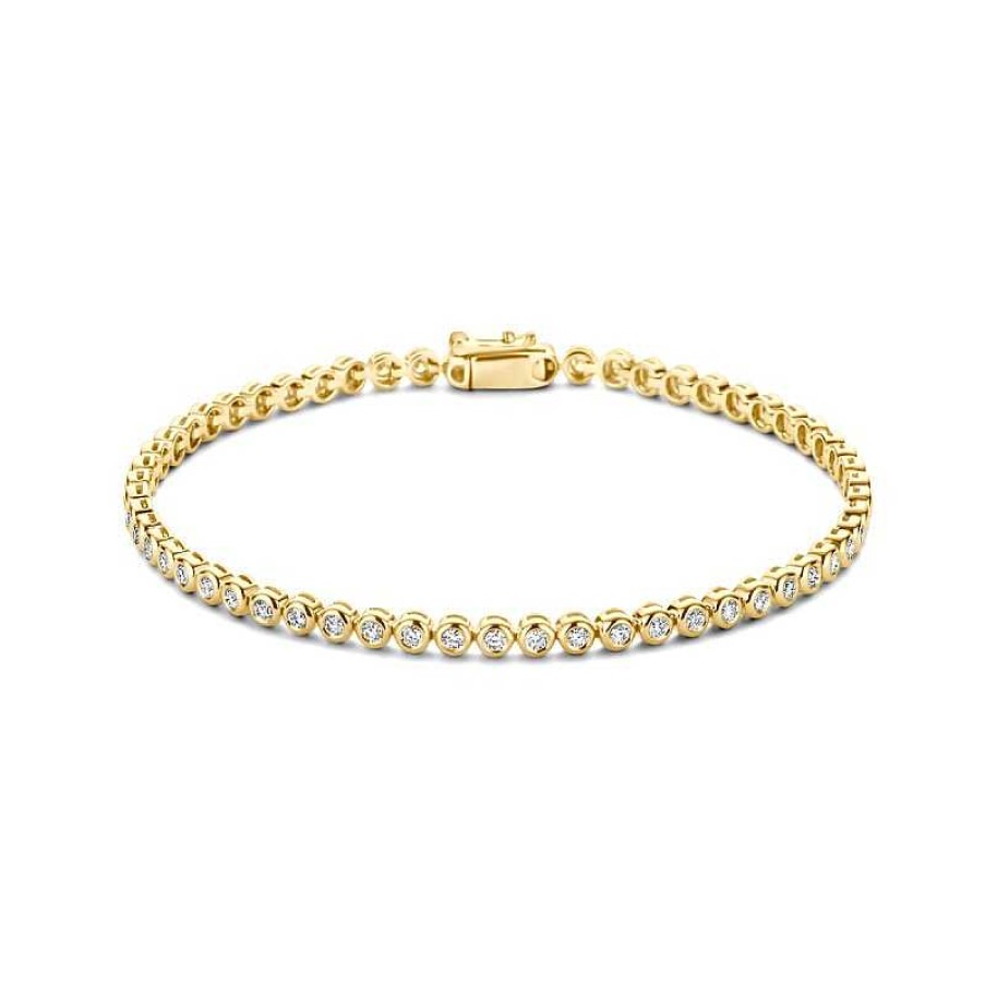 Armbanden Mostert Huiscollectie | 14-Karaat Gouden Tennisarmband Met Diamanten 2.9 Mm - Lengte 18 Cm