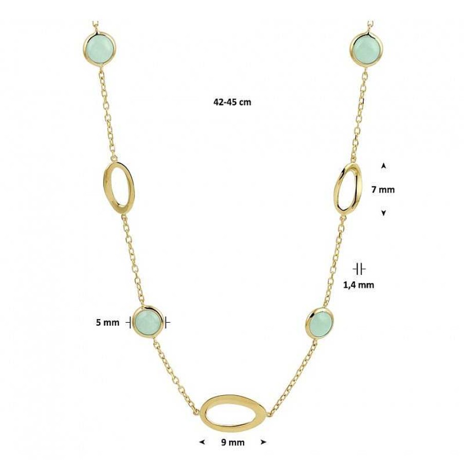 Kettingen Mostert Huiscollectie | Gouden Edelsteen Ketting 42-45 Cm