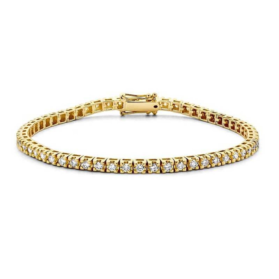 Armbanden Mostert Huiscollectie | Geelgouden Tennisarmband Briljant Geslepen Diamant 2.00 Crt