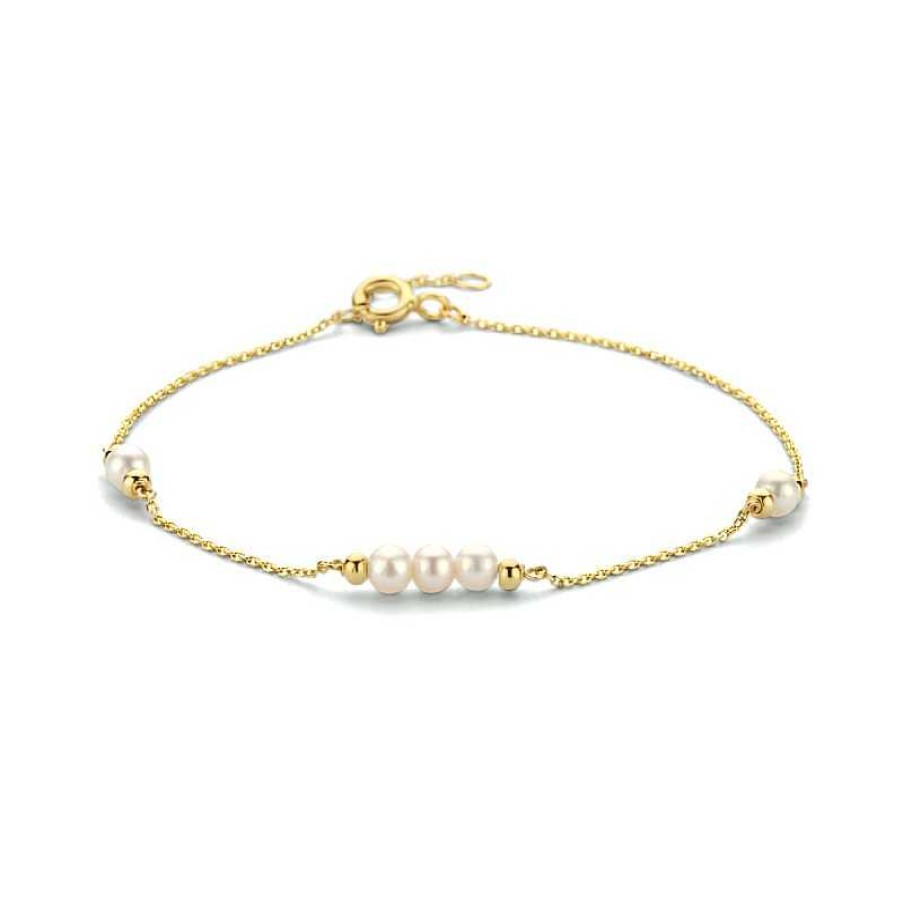 Armbanden Mostert Huiscollectie | Gouden Armband Met Vijf Parels