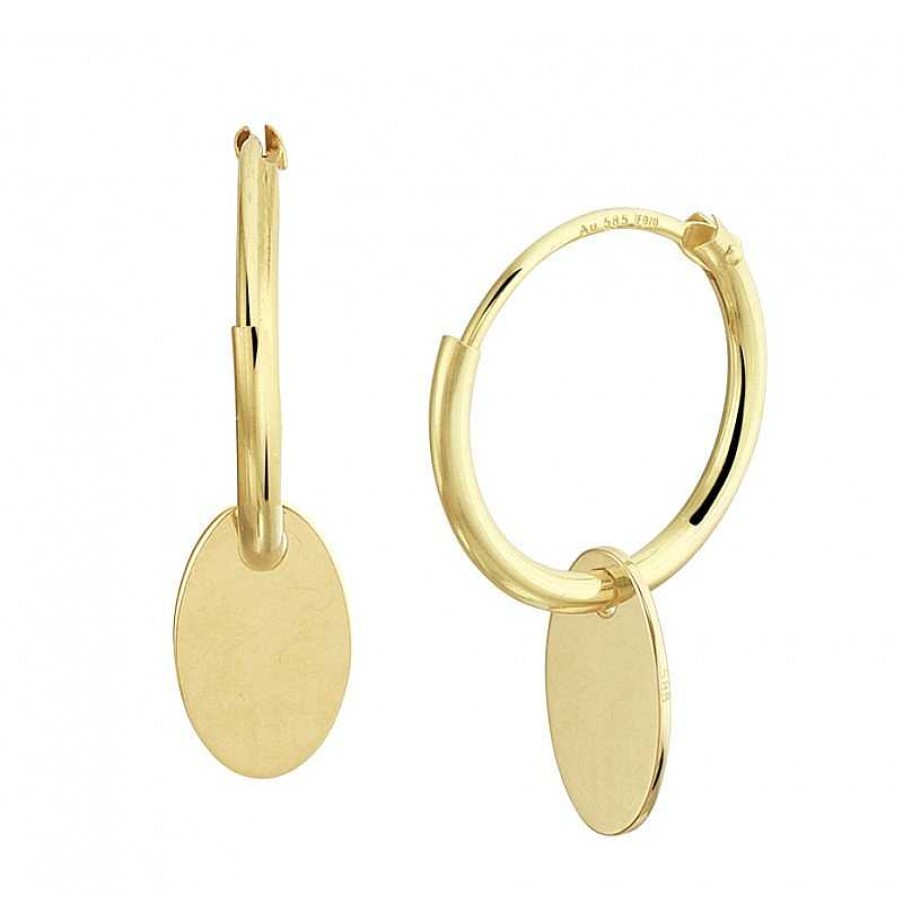 Oorbellen Mostert Huiscollectie | Gouden Oorringen Met Ovale Hanger