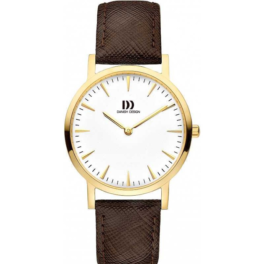 Horloges Danish Design | Danish Design Tidl S London Iv15Q1235 - Dameshorloge Goudkleurig 35 Mm Met Leren Band