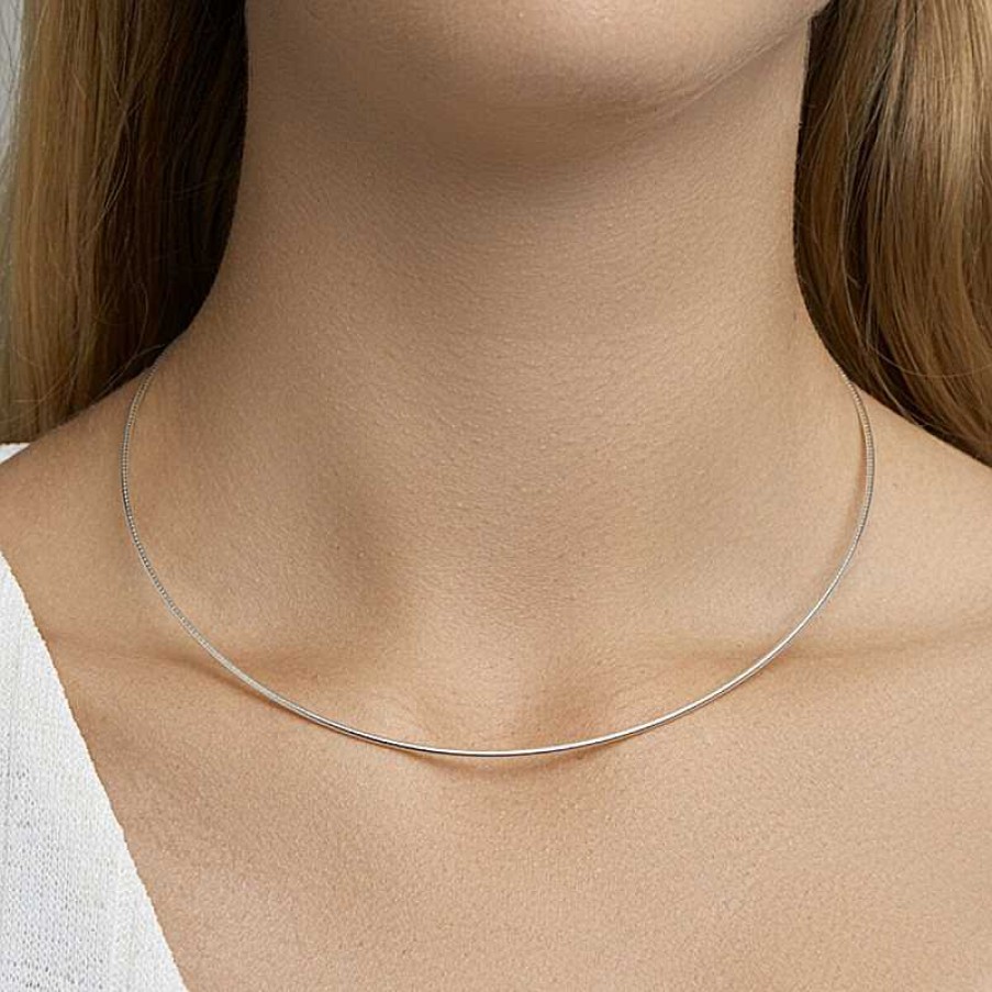 Kettingen Mostert Huiscollectie | Ronde Omega Ketting Zilver - Lengte 42 + 3 Cm