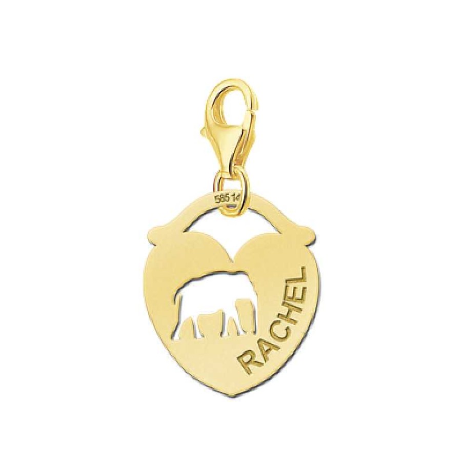 Bedels Names4ever | Gouden Bedel Hartvorm Olifant Names4Ever