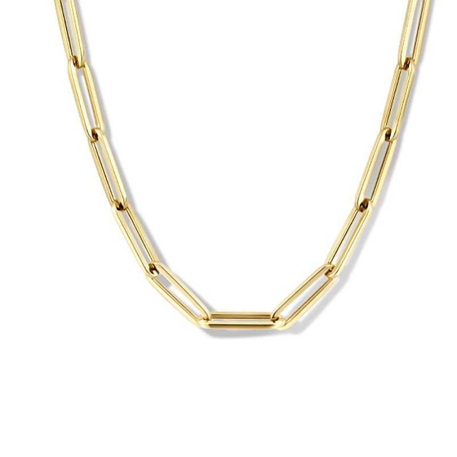 Kettingen Mostert Huiscollectie | 14-Karaat Gouden Paperclip Ketting 3 Mm - Lengte 45 Cm