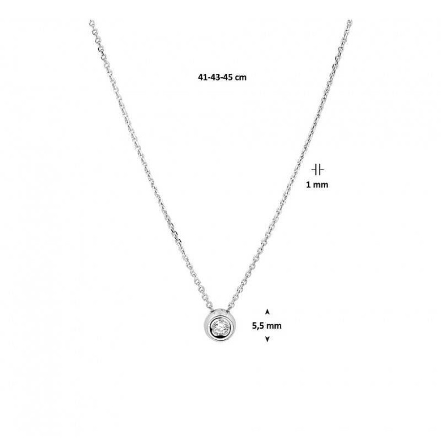 Kettingen Mostert Huiscollectie | Witgouden Edelsteen Ketting Met Diamant