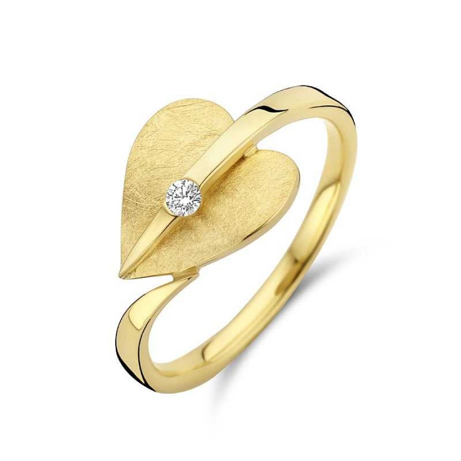 Ringen Mostert Huiscollectie | Chique Gouden Ring Met Hart En Diamant