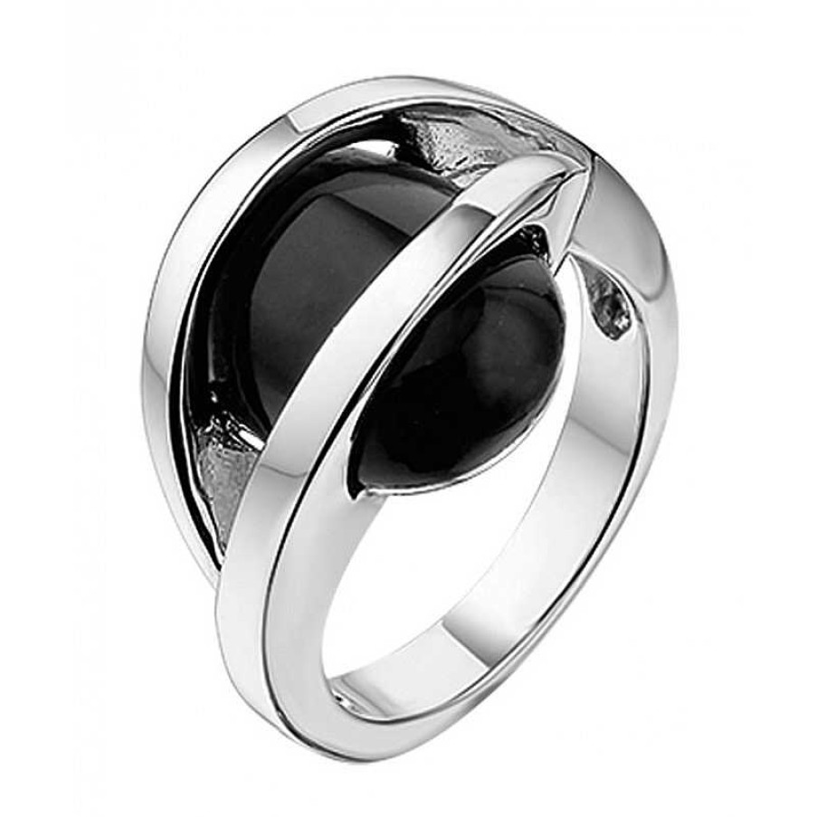 Ringen Mostert Huiscollectie | Moderne Zilveren Ring Met Edelstenen Onyx