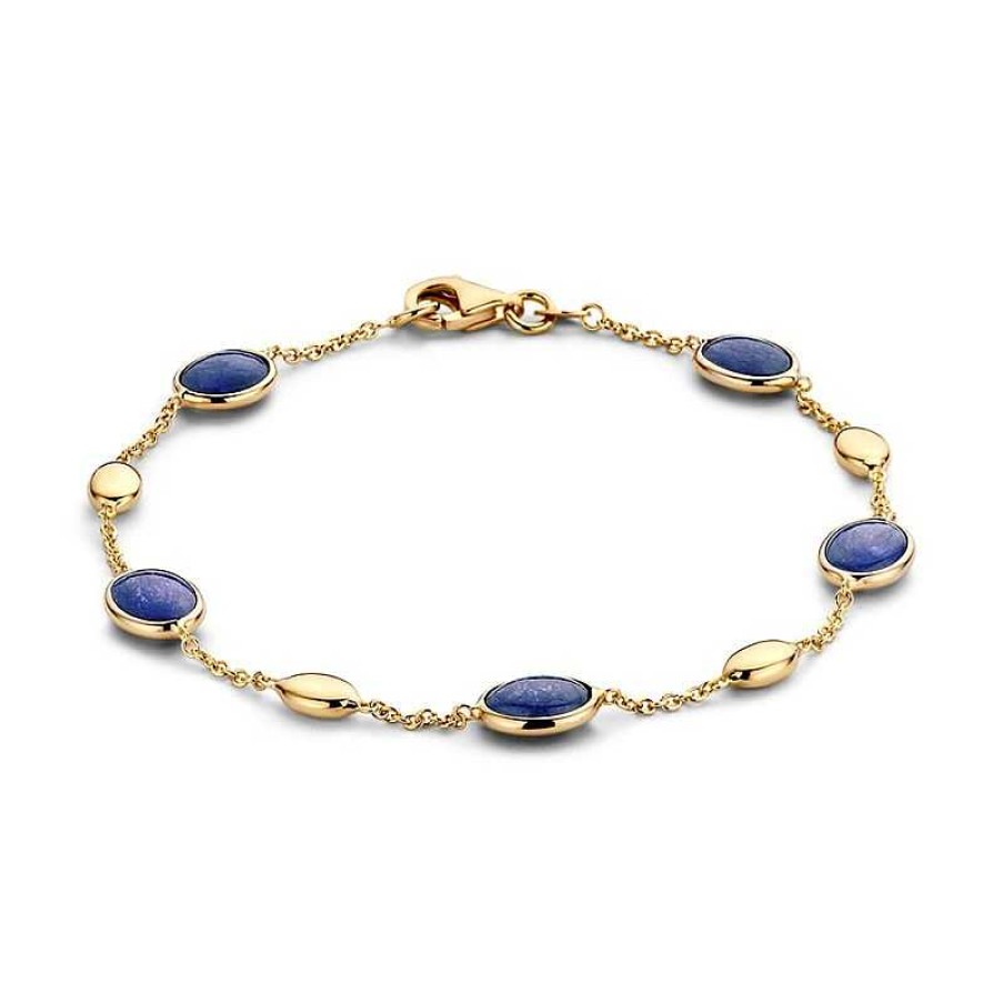 Armbanden Mostert Huiscollectie | Gouden Armband Met Cabochon Geslepen Saffier