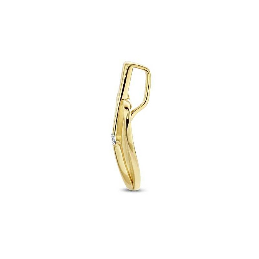 Hangers Mostert Huiscollectie | Gouden Hart Hanger Gescratcht Met Diamant 0.04 Crt