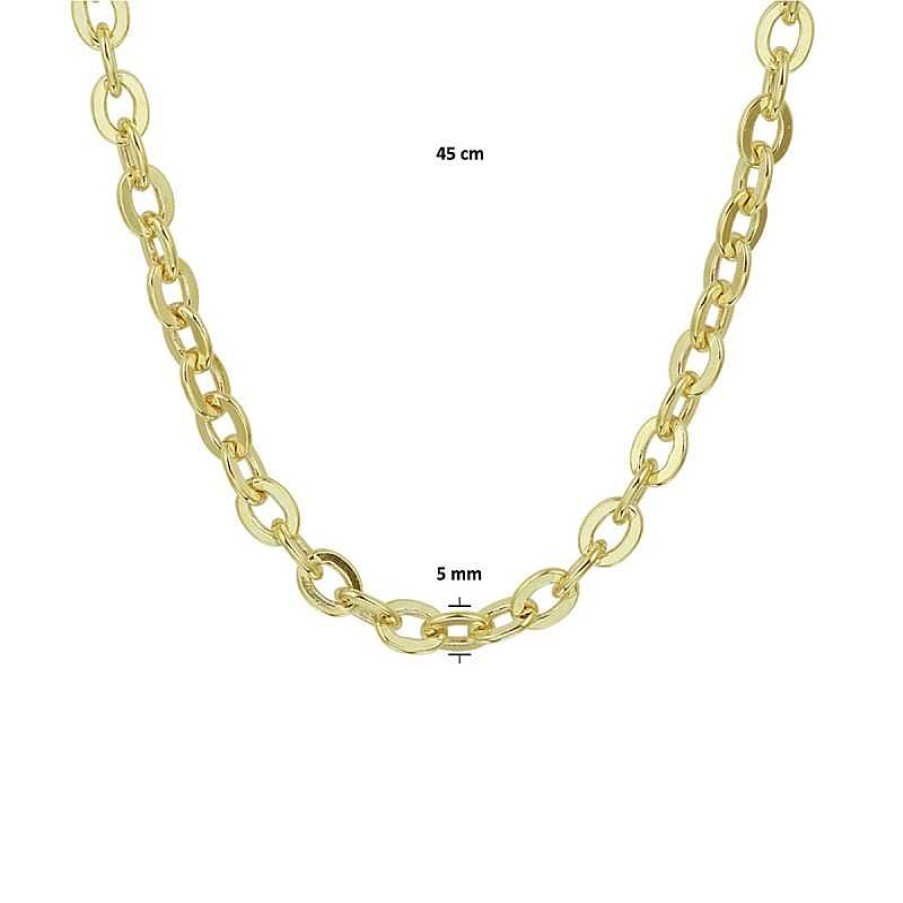 Kettingen Mostert Huiscollectie | Zilgold Schakelketting Ankerschakel 5 Mm - Lengte 45 Cm