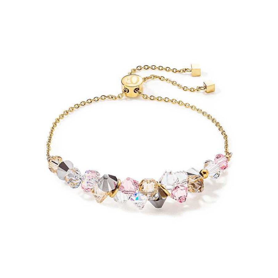 Armbanden Coeur de Lion | Coeur De Lion Armband 4639/30-1920 Dancing Crystals Goudkleurig Met Roze