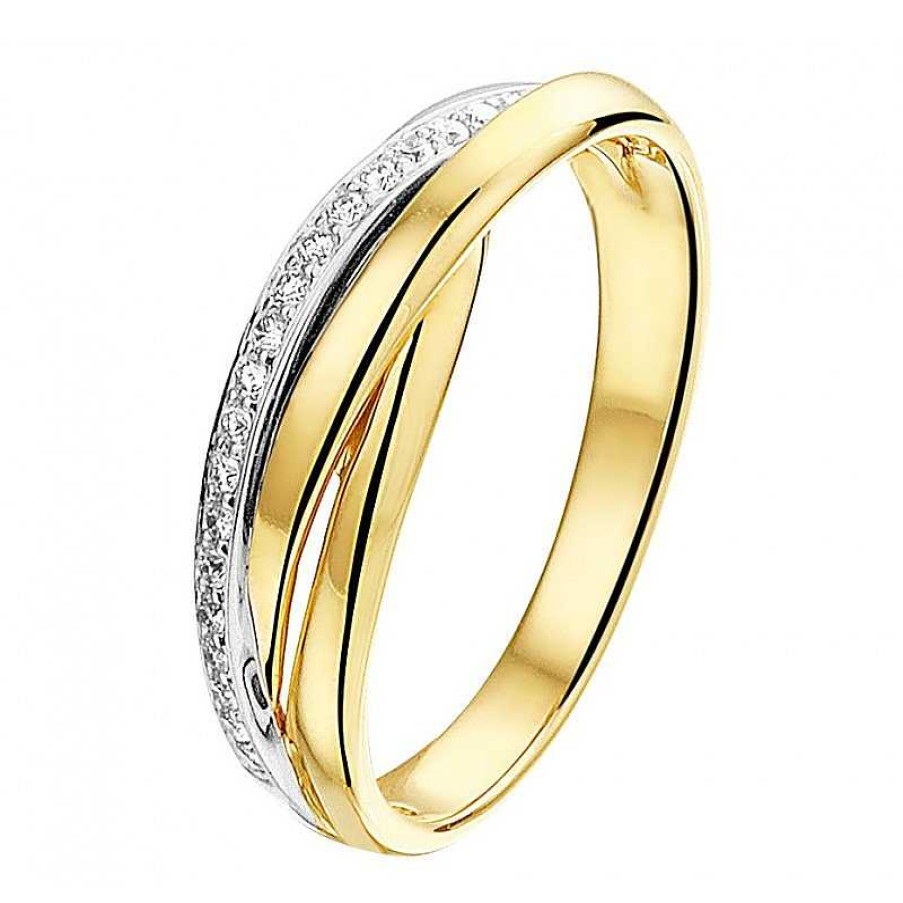 Ringen Mostert Huiscollectie | Edelsteen Ring In Het Bicolor Met Diamant 0.13 Crt