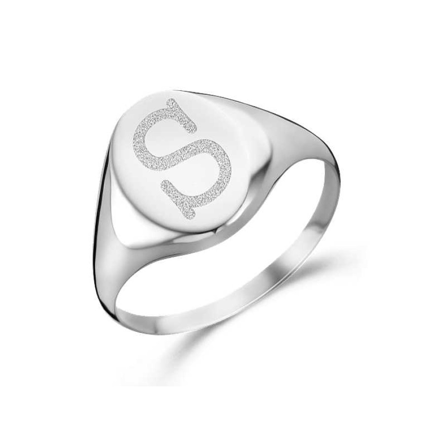 Ringen Names4ever | Zilveren Zegelring Met Initiaal