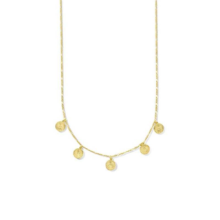 Kettingen Mostert Huiscollectie | Gold Plated Ketting Met Vijf Rondjes - Lengte 42 + 3 Cm