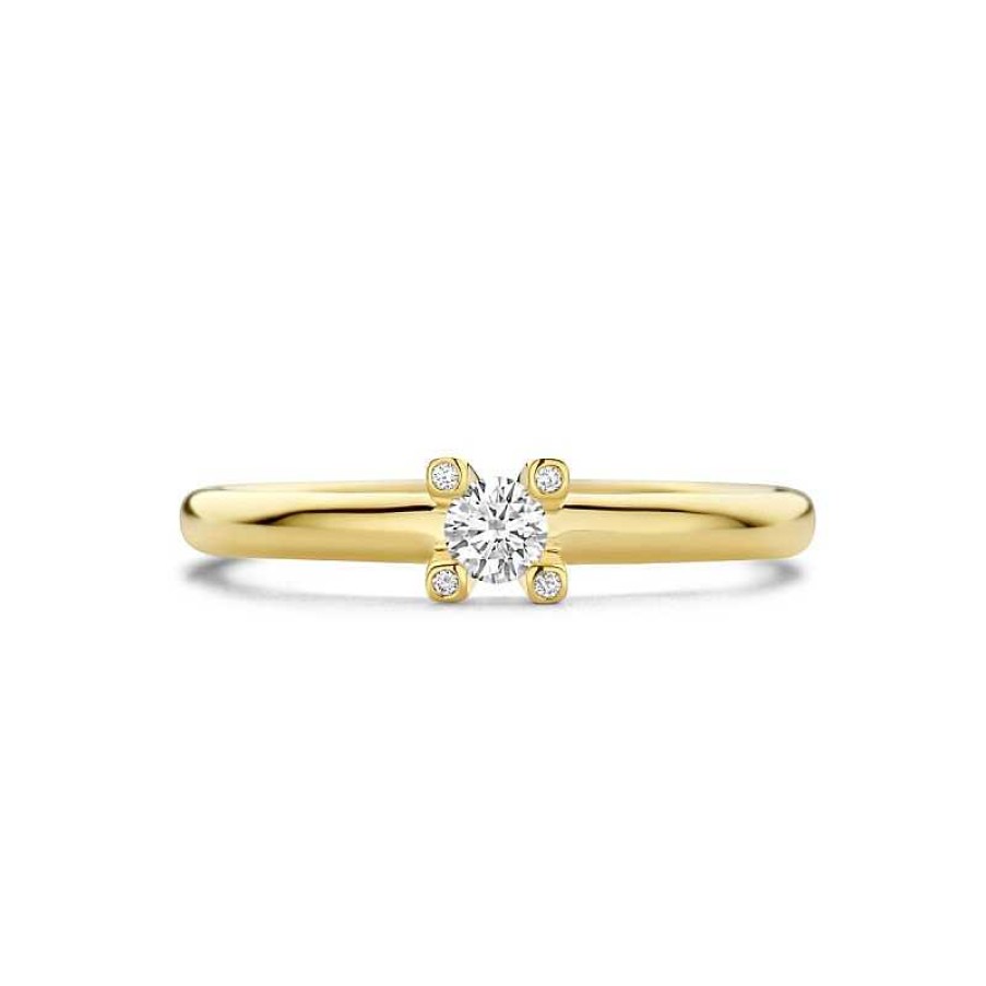 Ringen Mostert Huiscollectie | 14-Karaat Gouden Ring Met Vijf Prachtige Diamanten 0.11 Crt