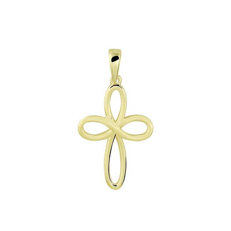 Hangers Mostert Huiscollectie | 14-Karaat Fantasie Kruis Hanger - 17 X 12.5 Mm