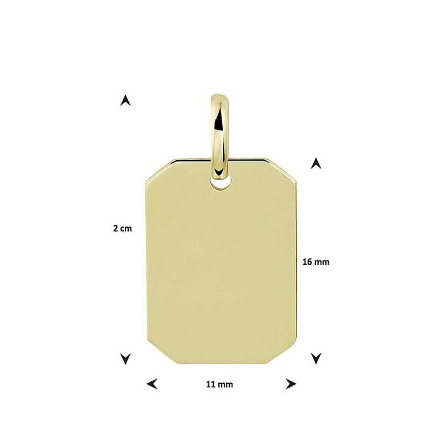 Hangers Mostert Huiscollectie | Gouden Graveerhanger Rechthoek - 20 X 11 Mm