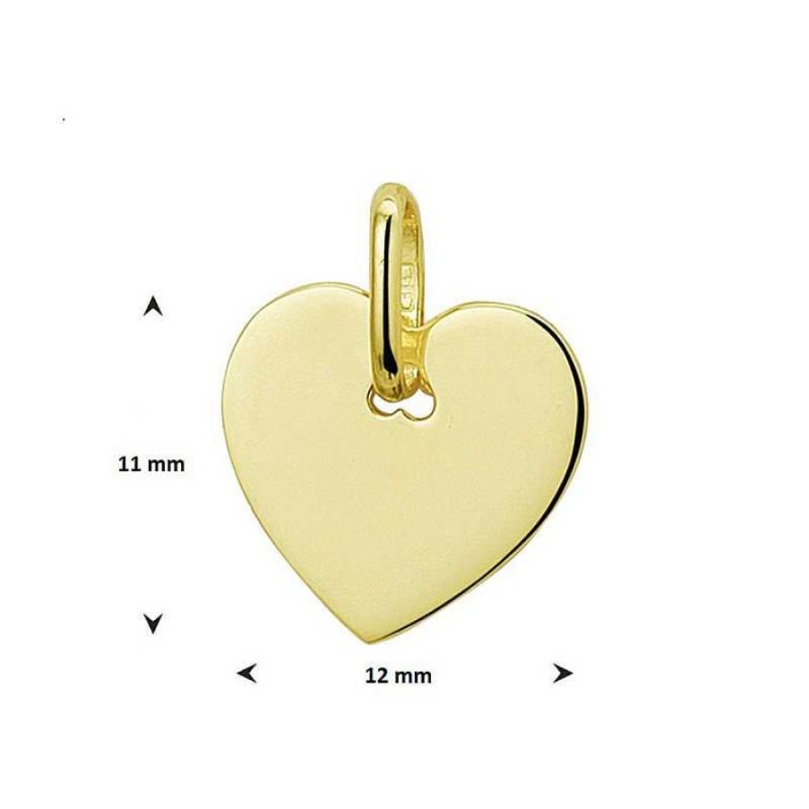 Hangers Mostert Huiscollectie | Gouden Graveerhanger Hart - 11 X 12 Mm