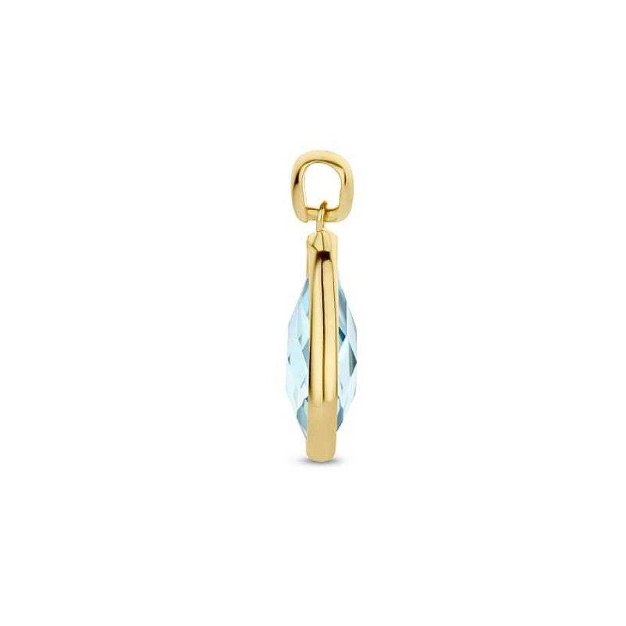 Hangers Mostert Huiscollectie | Gouden Druppelvormige Hanger Met Blauw Topaas 2.10 Crt