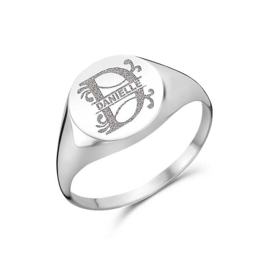 Ringen Names4ever | Ronde Zegelring Met Initiaal En Naam