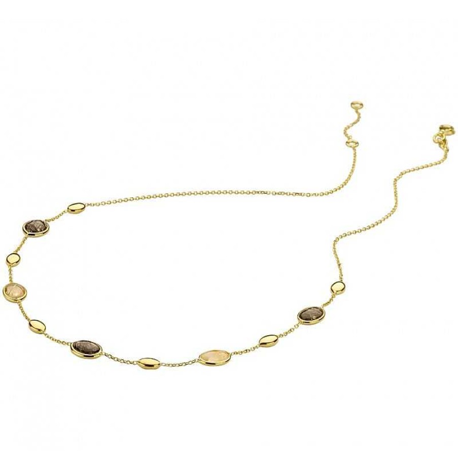 Kettingen Mostert Huiscollectie | Prachtige Edelsteen Ketting In Het Goud 42-45 Cm