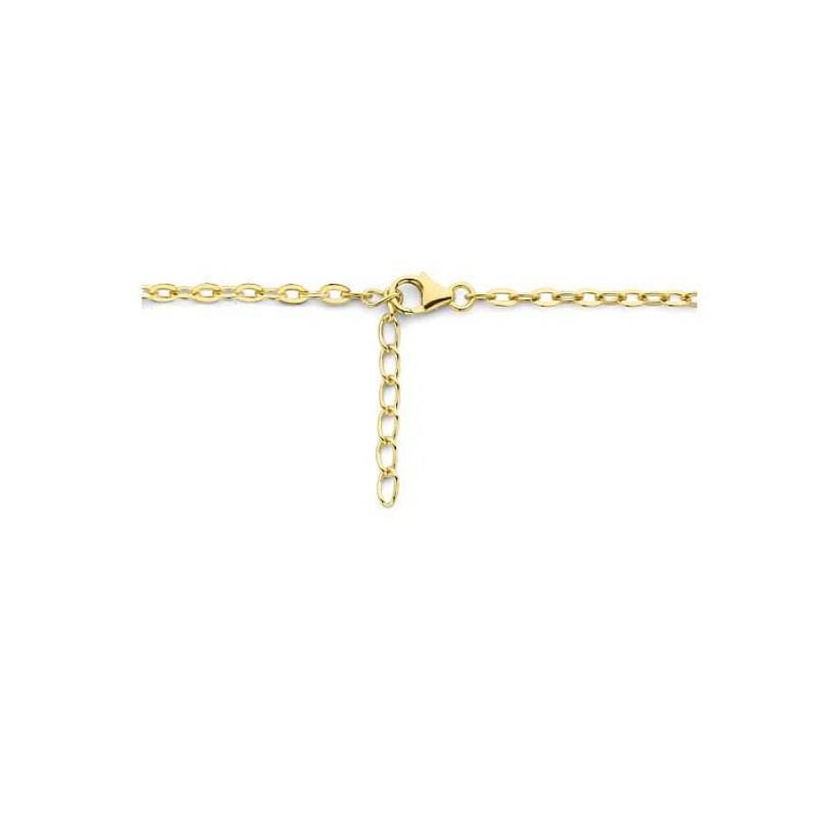 Kettingen Mostert Huiscollectie | Gold Plated Paperclip Ketting Met Zirkonia'S - Lengte 42 + 3 Cm