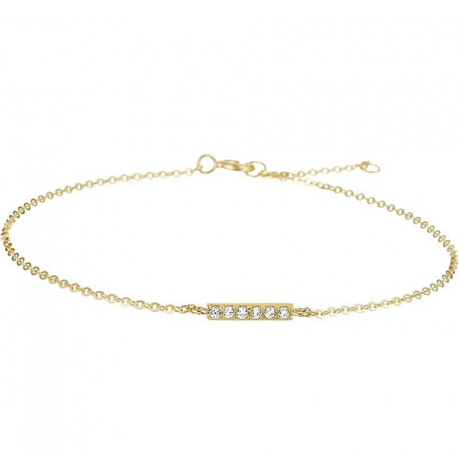 Armbanden Mostert Huiscollectie | Dun Gouden Armbandje Zirkonia Balkje