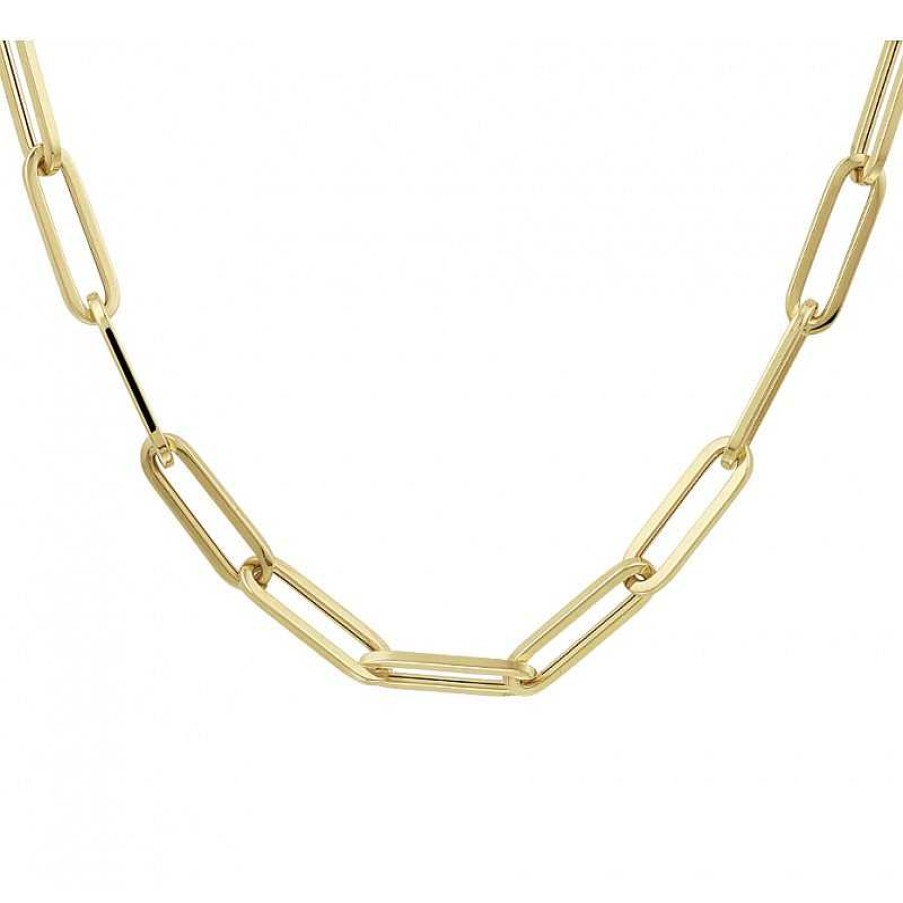 Kettingen Mostert Huiscollectie | Gouden Collier Met Paperclip Schakel Vierkante Buis 5.5 Mm 45 Cm