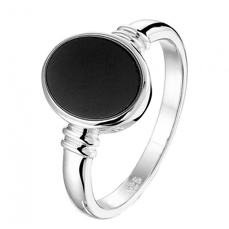 Ringen Mostert Huiscollectie | Stoere Zilver Gerhodineerde Ring Met Onyx